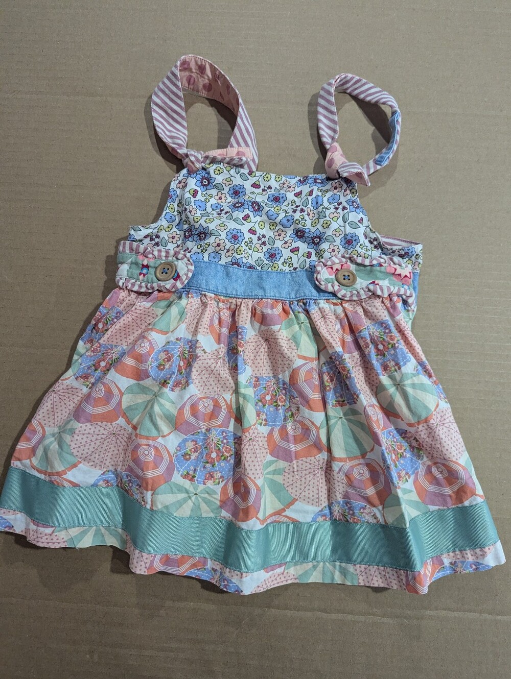 Matilda Jane Girls Whimsical Floral Umbrella Summer Sun Dress Sz 4 *GUC